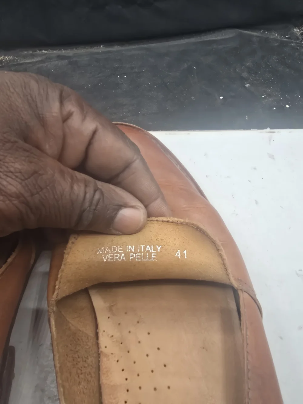 Vera Pelle Cognac Brown Leather Slip-On Loafers‎